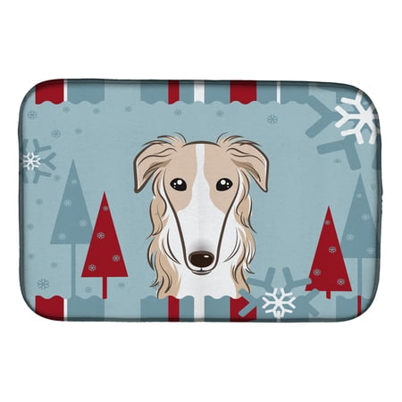Winter Holiday Borzoi Dish Drying Mat