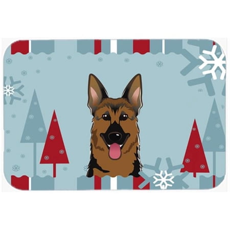 Winter Holiday German Shepherd Glass Cutting Board Large