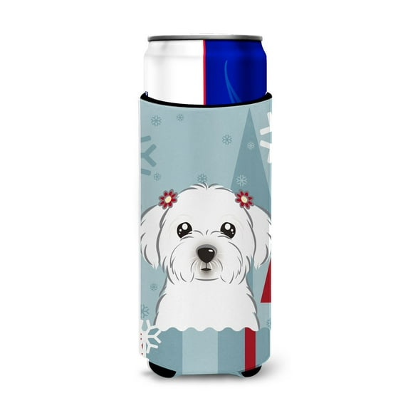 Caroline's Treasures Winter Holiday Maltese Michelob Ultra Koozies for Slim Cans, Multicolor