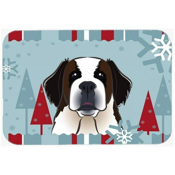 Caroline's Treasures Winter Holiday Saint Bernard Glass Cutting Board Large