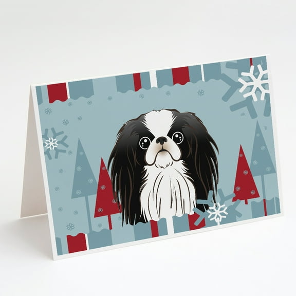 Winter Holiday Japanese Chin Greeting Cards and Envelopes Pack of 8