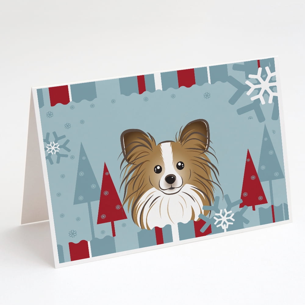 Winter Holiday Papillon Greeting Cards and Envelopes Pack of 8