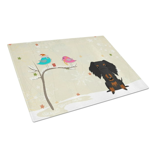 Caroline's Treasures Wire Haired Dachshund Black Tan Glass Cutting Board Large