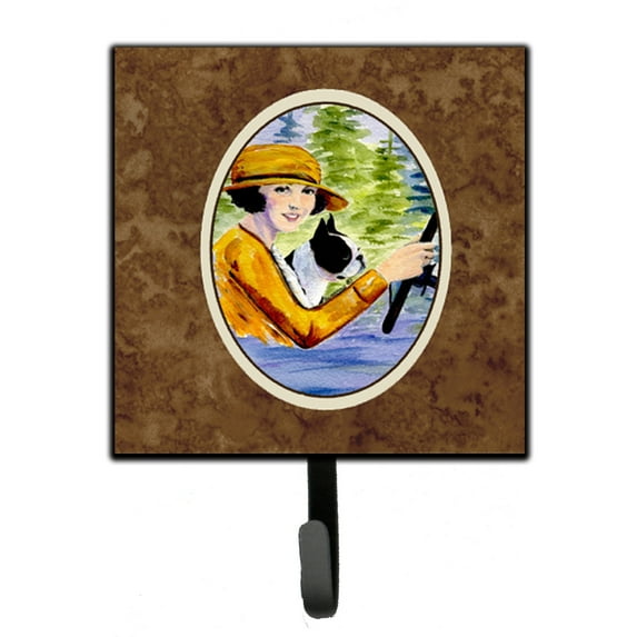 Carolines Treasures SS8534SH4 4.25 x 6 in. Woman Driving with Her Boston Terrier Leash Or Key Hook
