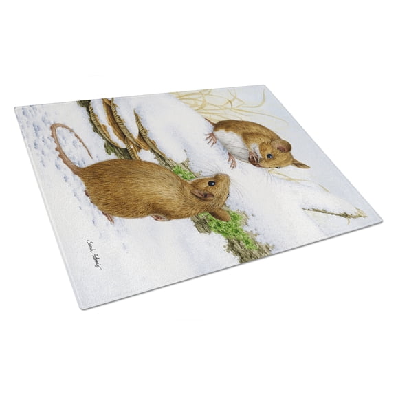 Caroline's Treasures Wood Mice Wood Mouse Glass Cutting Board Large