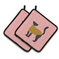 thumbnail image 1 of Caroline's Treasures Yellow-Throated Marten Pink Check Pair of Pot Holders, 1 of 3