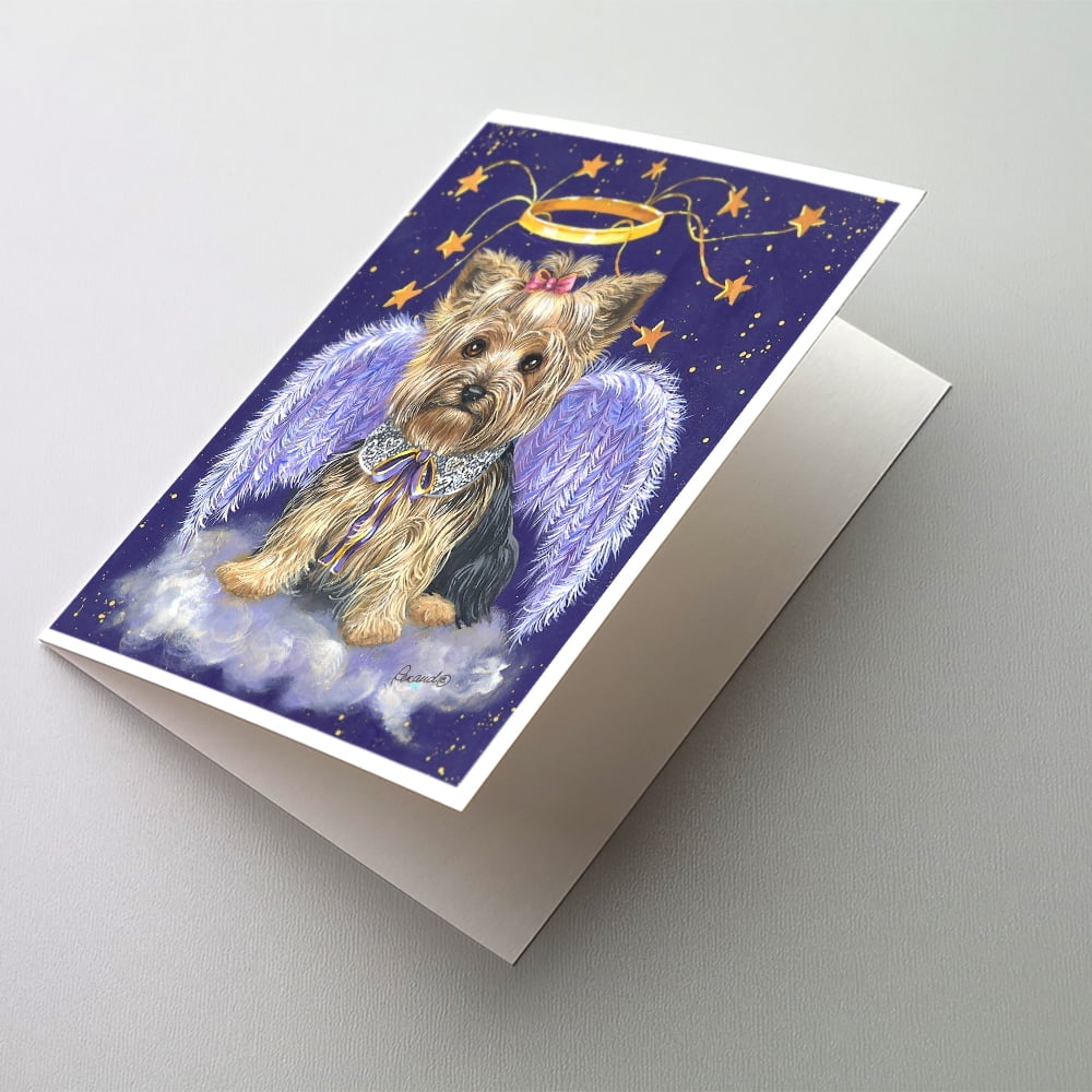 Caroline's Treasures Yorkie Christmas Greeting Cards with Envelopes, 5" x 7" (8 Count)