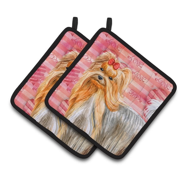 Caroline's Treasures Yorkshire Terrier Love Pair of Pot Holders