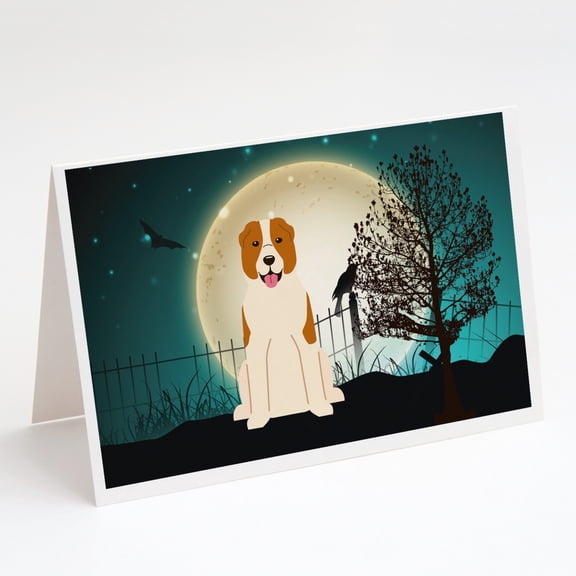 Caroline'sTreasures Scary Central Asian Shepherd Dog Halloween Greeting Cards with Envelopes, 5" x 7" (8 Count)