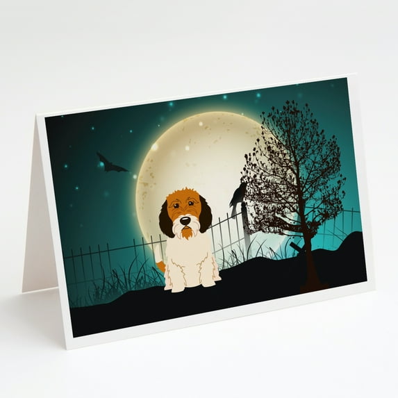 Halloween Scary Petit Basset Griffon Veenden Greeting Cards and Envelopes Pack of 8