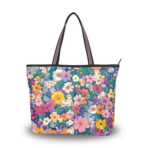 Caroline tote bag, environmental protection large capacity shopping bag, portable travel, multi-color optional. Colorful Small Daisy