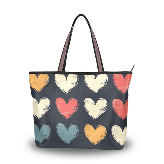 Caroline tote bag, environmental protection large capacity shopping bag, portable travel, multi-color optional. Hand Drawn Hearts
