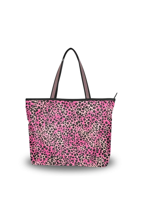 Caroline tote bag, environmental protection large capacity shopping bag, portable travel, multi-color optional. Pink Leopard Pattern