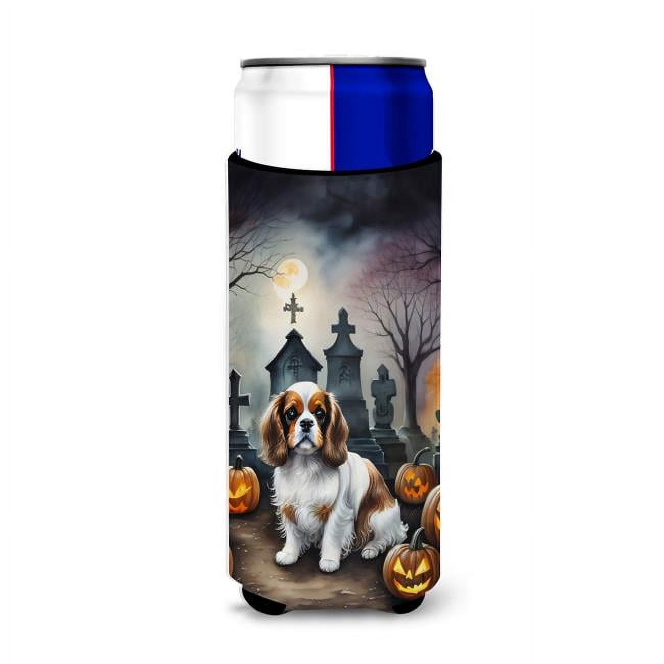 Carolines Treasures  0.25 x 6.5 x 4 in. Cavalier Spaniel Spooky Halloween Hugger for Ultra Slim Cans