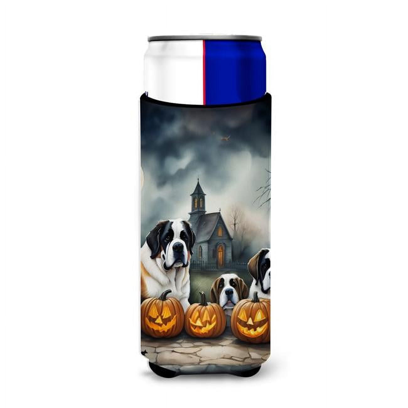 Carolines Treasures  0.25 x 6.5 x 4 in. Saint Bernard Spooky Halloween Hugger for Ultra Slim Cans