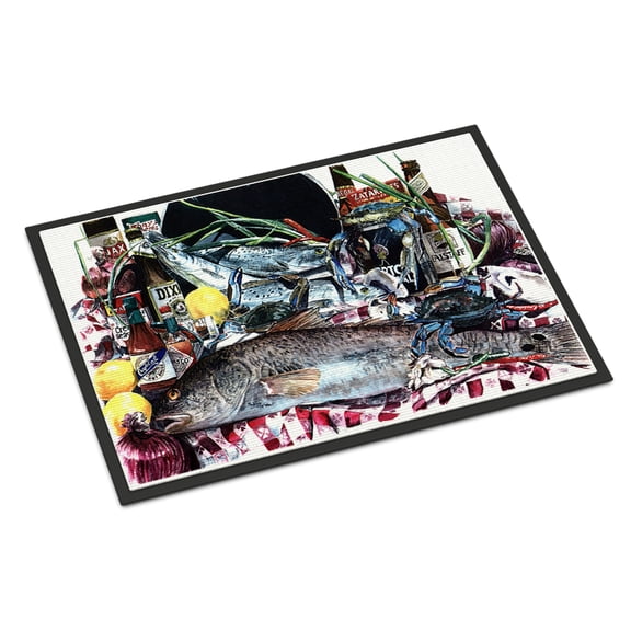 Carolines Treasures Fish and Beers from New Orleans Indoor or Outdoor Doormat, 24" x 36", Multicolor