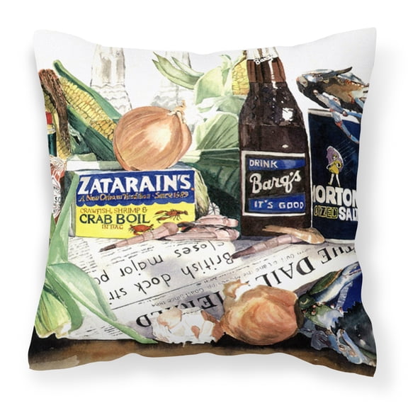 Barq's, Crabs, and spices Fabric Decorative Pillow