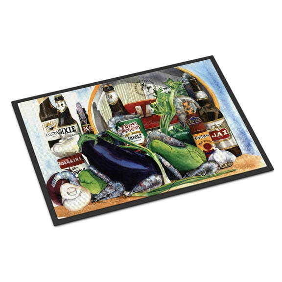 Carolines Treasures 1007JMAT Eggplant and Orleans Beers Door Mat Indoor Rug or Outdoor Welcome Mat 24x36 Doormat 24H X