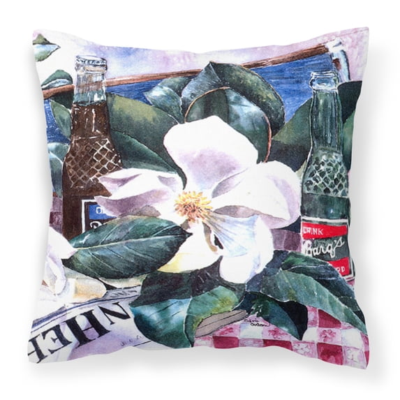 Carolines Treasures 1009PW1414 Barqs and Magnolia Decorative   Canvas Fabric Pillow 14Hx14W multicolor