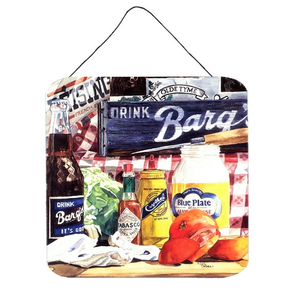Carolines Treasures 1013DS66 Blue Plate Mayonaise Barqs and a tomato sandwich Wall or Door Hanging Prints 6x6 multicolor