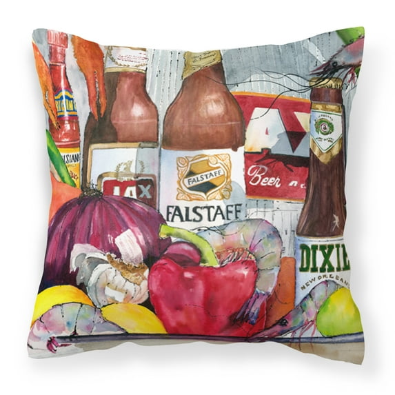 Carolines Treasures 1017-1PW1414  Orleans Beers and Spices Decorative   Canvas Fabric Pillow 1017 14Hx14W multicolor