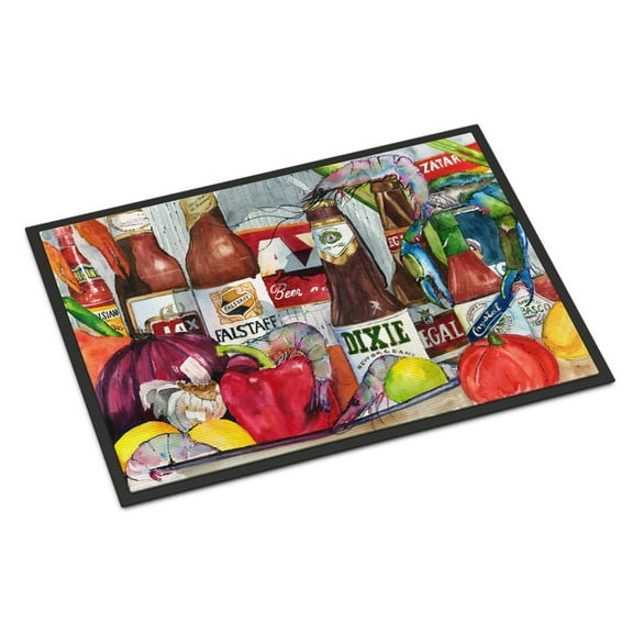 Carolines Treasures New Orleans Beers and Spices Indoor or Outdoor Doormat, 18" x 27", Multicolor