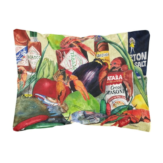 Carolines Treasures 1020PW1216 Spices and Crawfish Decorative Canvas Fabric Pillow, 12H x16W, multicolor