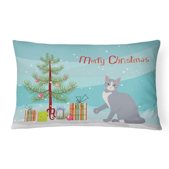 Carolines Treasures 12 x 3 x 16 in. American Polydactyl No.2 Cat Merry Christmas Canvas Fabric Decorative Pillow