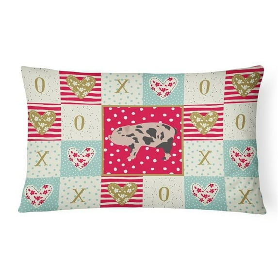 Carolines Treasures 12 x 3 x 16 in. Mini Miniature Pig Love Canvas Fabric Decorative Pillow