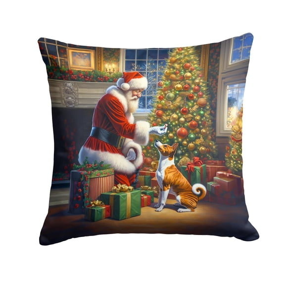 Carolines Treasures DAC4062PW1414 14 x 14 in. Basenji & Santa Claus Throw Pillow