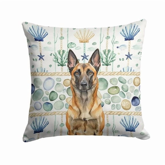 Carolines Treasures 14 x 14 in. Belgian Malinois Coastal Sea Glass Throw Pillow