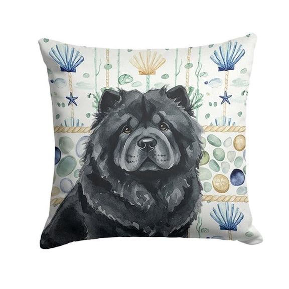 Carolines Treasures 14 x 14 in. Black Chow-Chow Coastal Sea Glass Throw Pillow