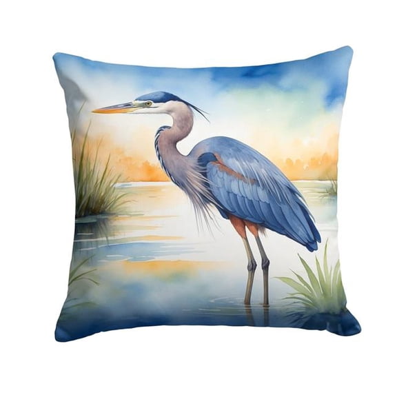 Carolines Treasures DAC7491PW1414 14 x 14 in. Blue Heron Emerging As the Day Fades Throw Pillow
