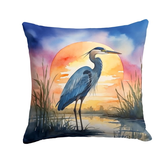 Caroline's Treasures Blue Heron Setting Sun Throw Pillow Machine Washable, Indoor Outdoor Decorative Pillow for Couch, Bed or Patio, 14Hx14W