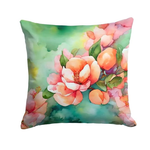 Carolines Treasures DAC1636PW1414 14 x 14 in. Delaware Peach Blossom in Watercolor Throw Pillow