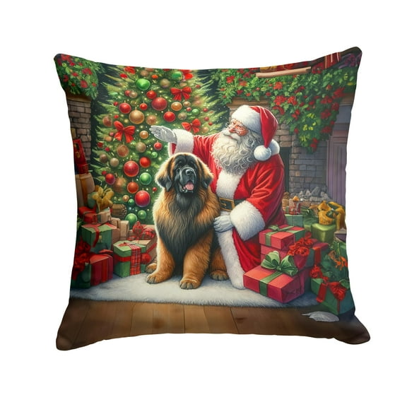 Carolines Treasures DAC4137PW1414 14 x 14 in. Leonberger & Santa Claus Throw Pillow
