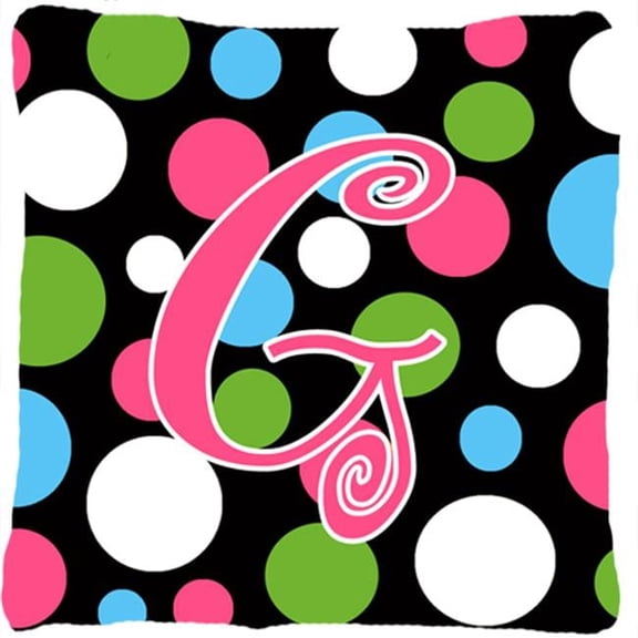 Carolines Treasures 14 x 14 in. Monogram Initial G Polkadots and Pink Fabric Decorative Pillow