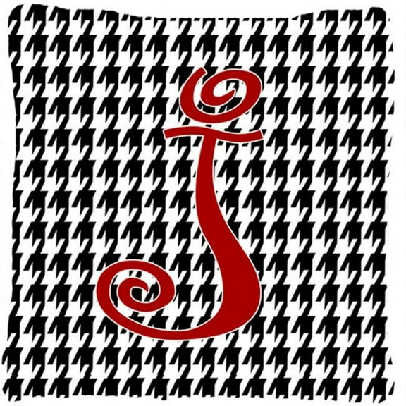 Carolines Treasures 14 x 14 in. Monogram Initial J Houndstooth Black Fabric Decorative Pillow