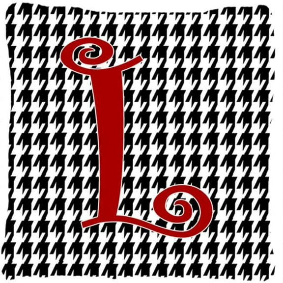 Carolines Treasures  14 x 14 in. Monogram Initial L Houndstooth Black Fabric Decorative Pillow