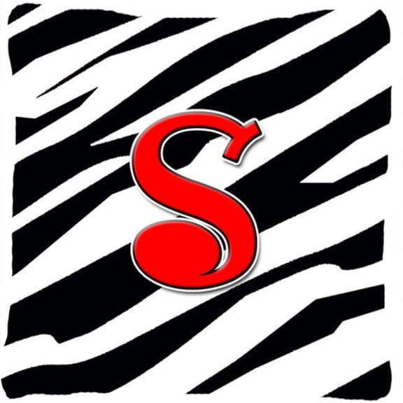Carolines Treasures 14 x 14 in. Monogram Initial S Zebra Red Decorative Fabric Pillow