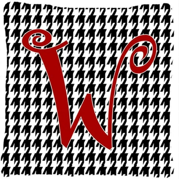 Carolines Treasures  14 x 14 in. Monogram Initial W Houndstooth Black Fabric Decorative Pillow