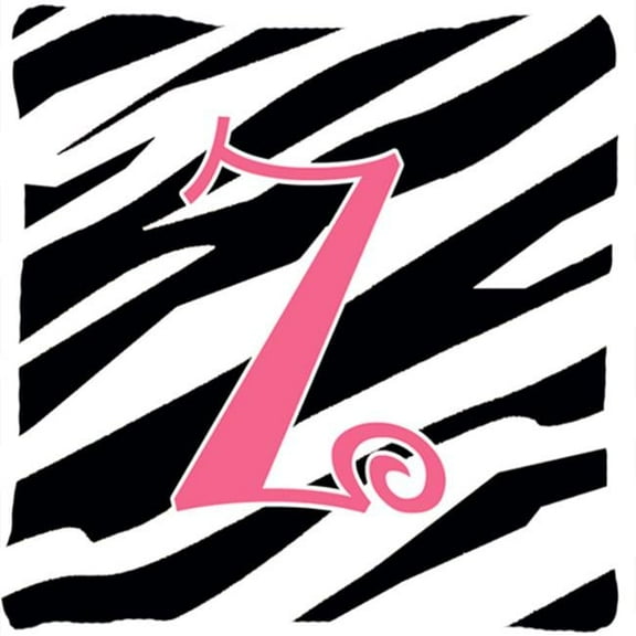 Carolines Treasures 14 x 14 in. Monogram Initial Z Zebra Stripe and Pink Fabric Decorative Pillow