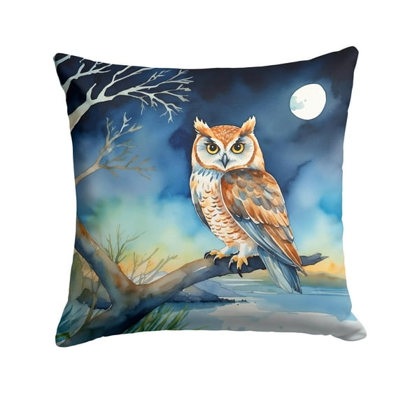 Carolines Treasures DAC7531PW1414 14 x 14 in. Owl Perched in Coastal Tree Throw Pillow