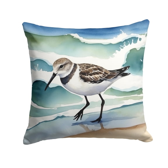 Caroline's Treasures Sanderling Racing the Tide Throw Pillow Machine Washable, Indoor Outdoor Decorative Pillow for Couch, Bed or Patio, 14Hx14W