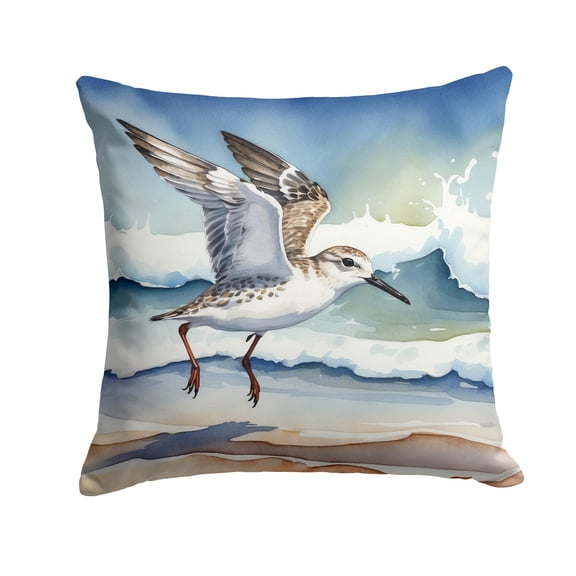 Caroline's Treasures Sanderling Racing the Tide Throw Pillow Machine Washable, Indoor Outdoor Decorative Pillow for Couch, Bed or Patio, 14Hx14W