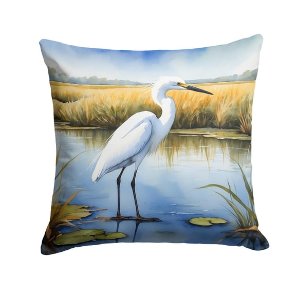Caroline's Treasures Coastal Birds Decorative Throw Pillow, 14Hx14W, Snowy Egret 7533