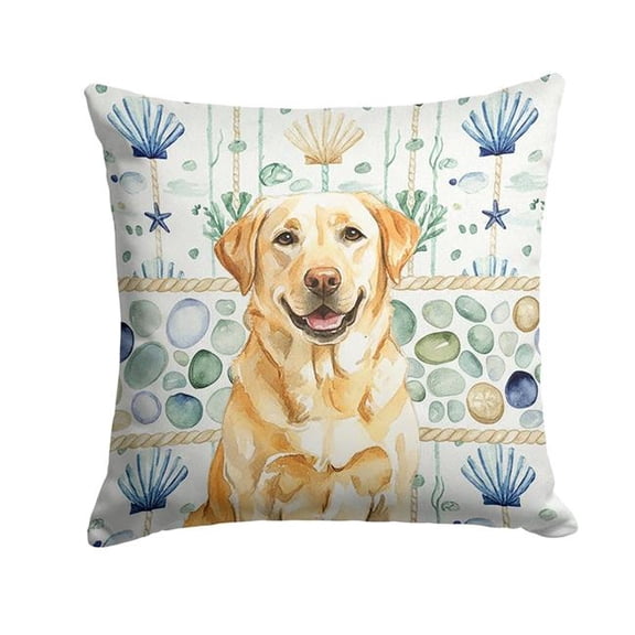 Carolines Treasures 14 x 14 in. Yellow Labrador Retriever Coastal Sea Glass Throw Pillow