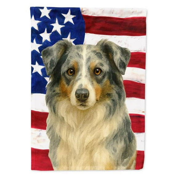 Carolines Treasures WDK6154GF 15.5 x 11.25 in. Blue Merle Border Collie American Flag Garden Flag