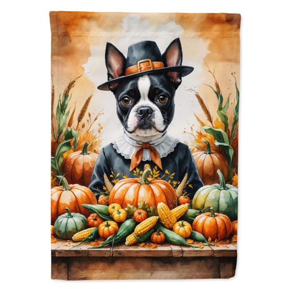 Carolines Treasures DAC8303GF 15.5 x 11.25 in. Boston Terrier Thanksgiving Garden Flag