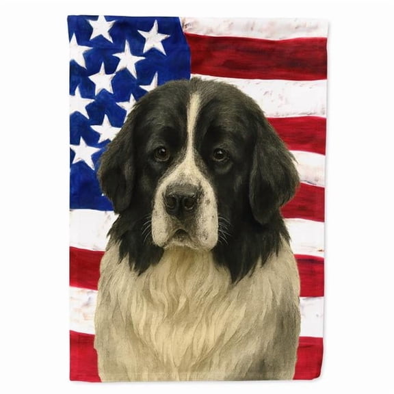Carolines Treasures WDK6191GF 15.5 x 11.25 in. Landseer Found Land American Flag Garden Flag